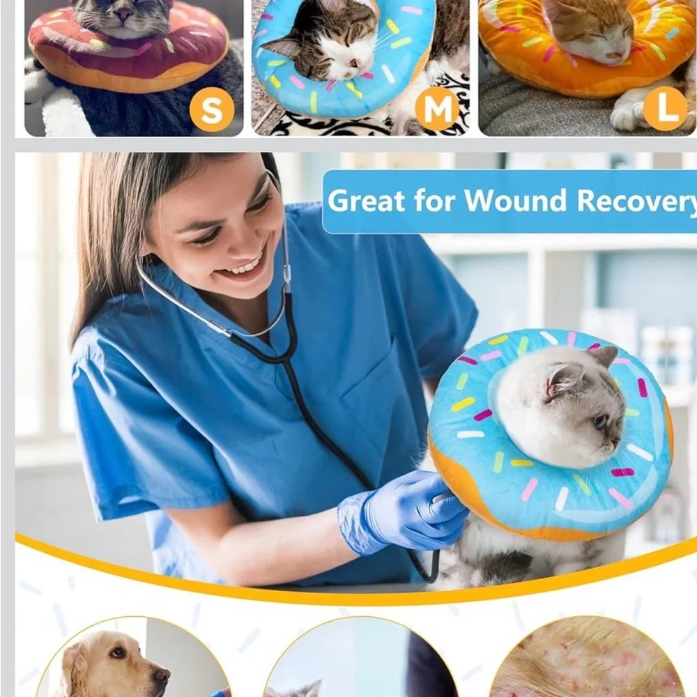 Medium Pet recovery collar for wound healing after surgery measurements in photo